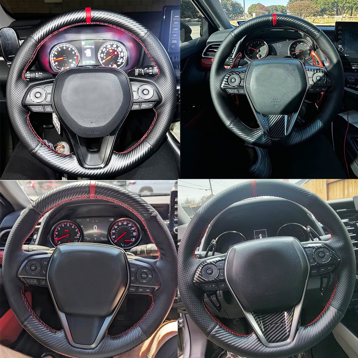 Loncky® Custom Hand Stitched OEM Leather Steering Wheel Cover for Toyota Avalon RAV4 2019 2020 2021 2022 2023 2024/ Camry 2018-2024 / Toyota Corolla 2020-2025/Venza 2021-2024 OEM Interior Accessories