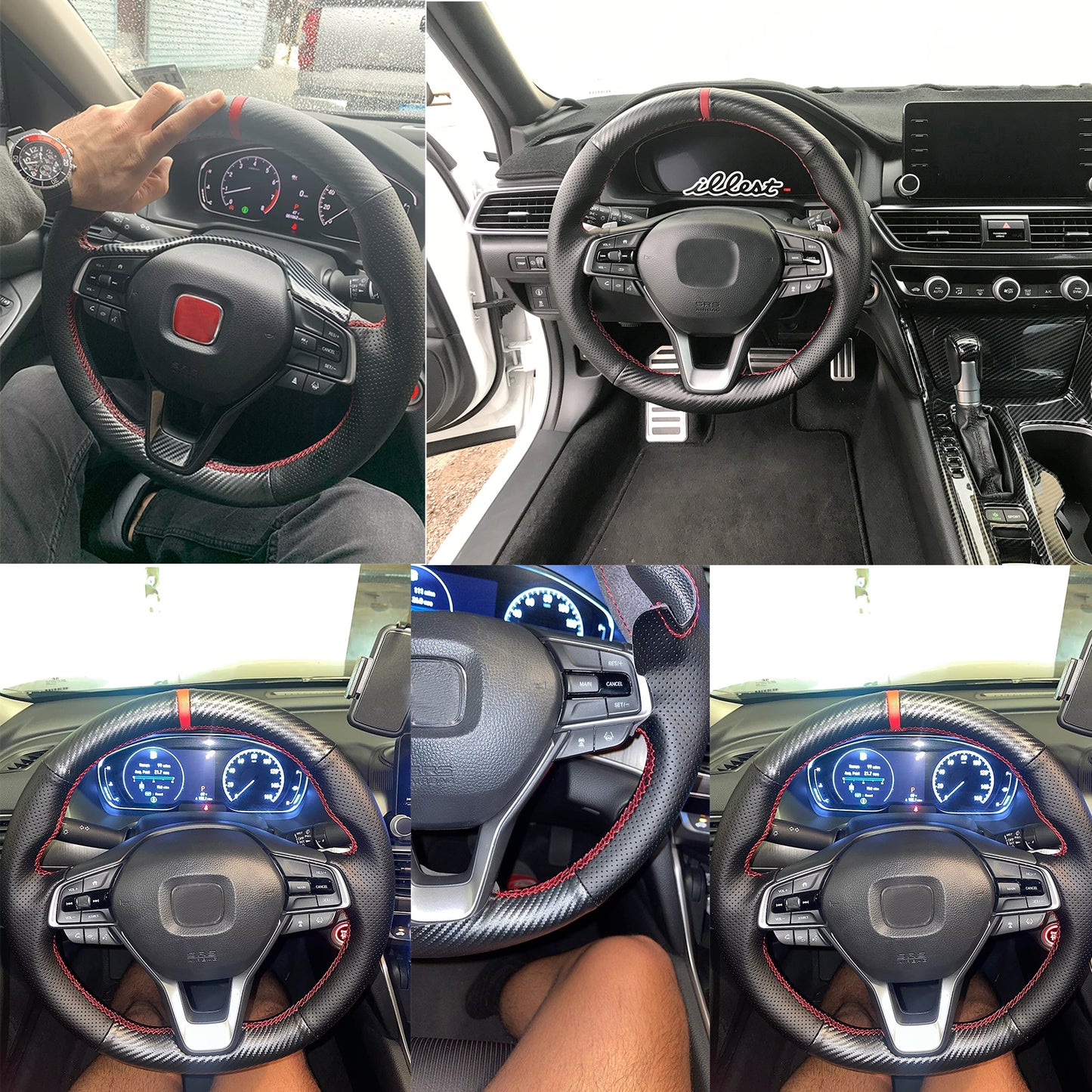 Loncky® Custom Hand Stitched OEM Leather Steering Wheel Cover for Honda Accord 10 2018 2019 2020 2021 2022 / Honda Insight 2019 2020 2021 2022 Interior Accessories