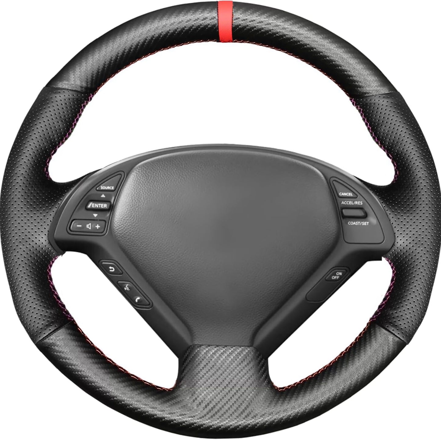 Loncky® Custom Hand Stitched OEM Leather Steering Wheel Cover for Infiniti G37/ Infiniti G35/ Infiniti EX35 /Infiniti EX25/ Infiniti EX37/ Infiniti Q60/ Infiniti QX50/Infiniti Q40/Infiniti IPL G Accessories