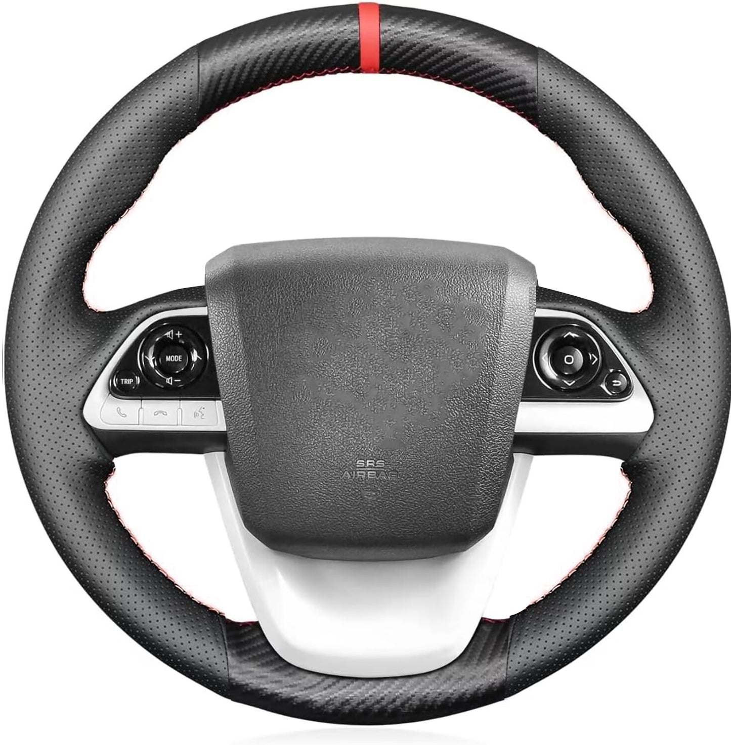 Loncky® Custom Hand Stitched OEM Leather Steering Wheel Cover for Toyota Prius 4 2016-2022 /Prius Prime 2017-2022 / Toyota Mirai 2016-2018 Interior Accessories