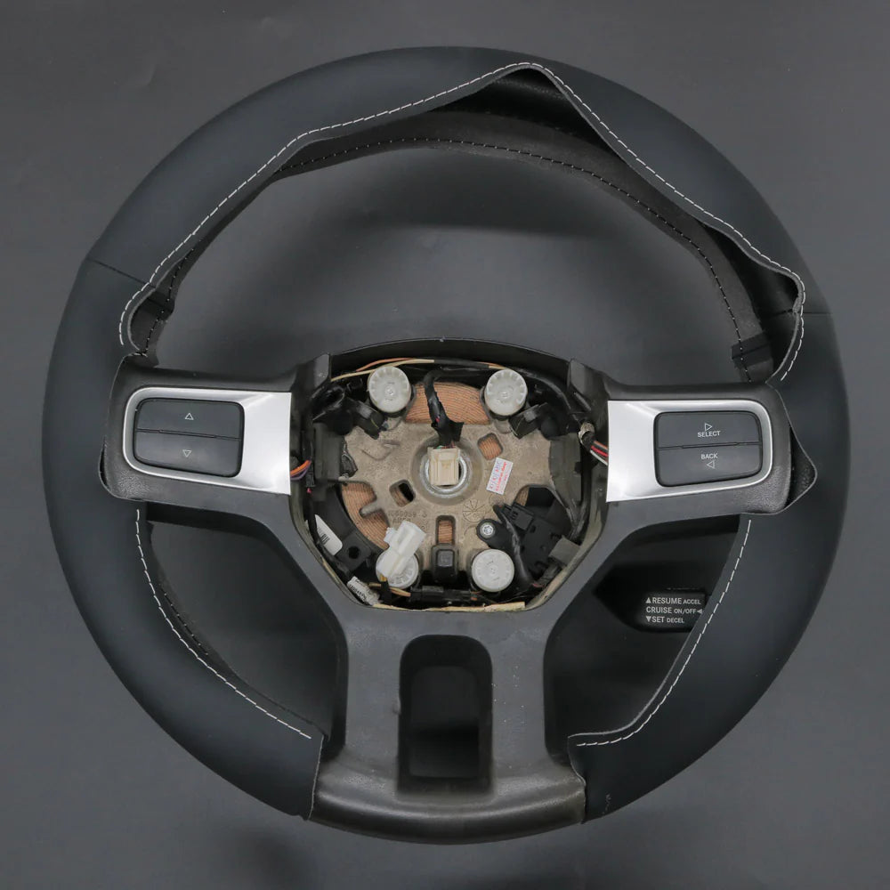 Loncky® Custom Hand Stitched Car OEM Leather Steering Wheel Cover for Dodge RAM 1500 2009-2012 Interior Accessories