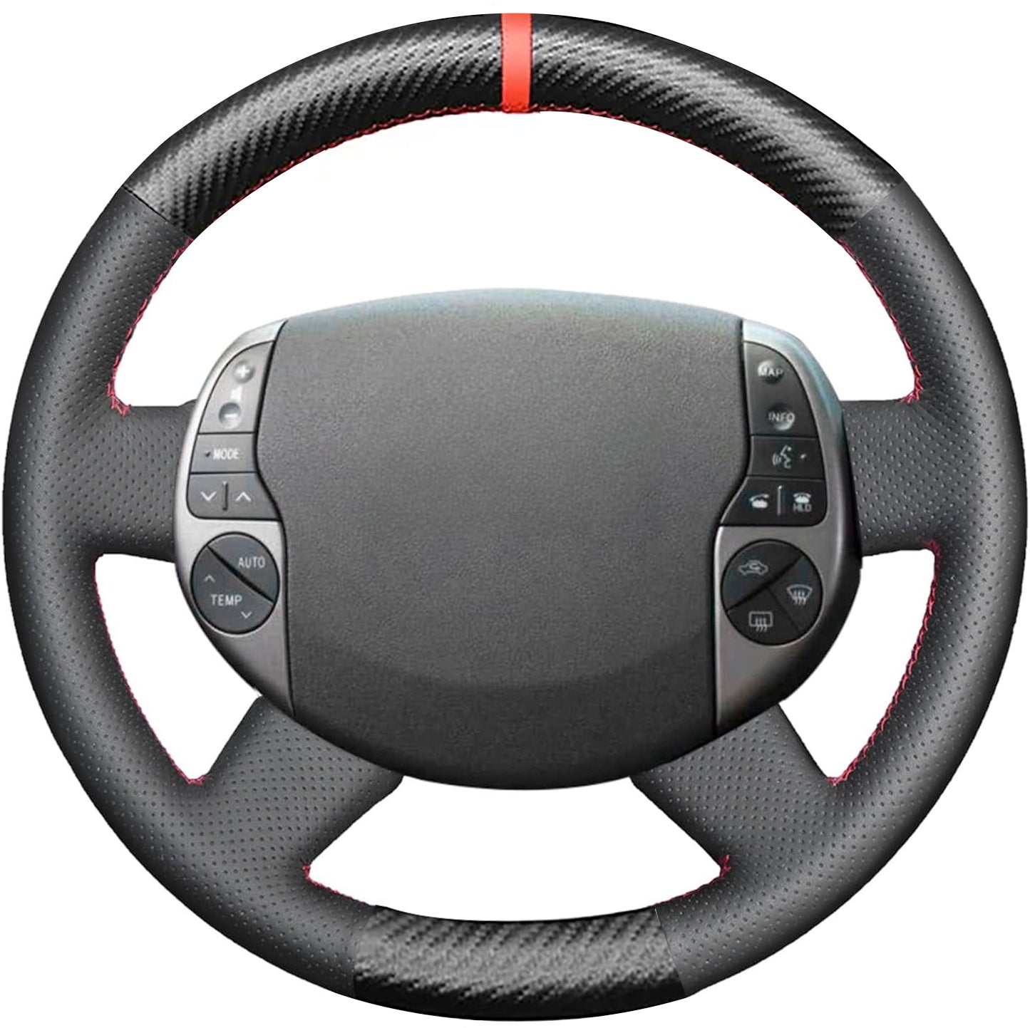 Loncky® Custom Hand Stitched OEM Leather Steering Wheel Cover for Toyota Prius 2004 2005 2006 2007 2008 2009 Interior Accessories