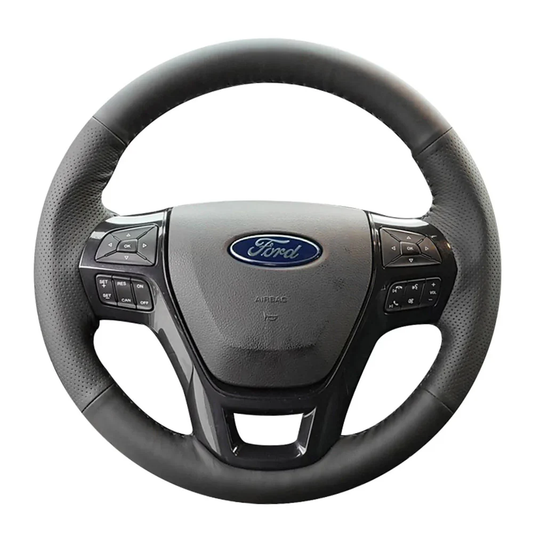 Loncky® Custom Hand Stitched Car OEM Leather Steering Wheel Cover for Ford Explorer 2016-2019 Interior Accessories