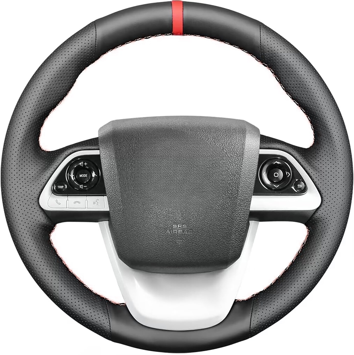 Loncky® Custom Hand Stitched OEM Leather Steering Wheel Cover for Toyota Prius 4 2016-2022 /Prius Prime 2017-2022 / Toyota Mirai 2016-2018 Interior Accessories