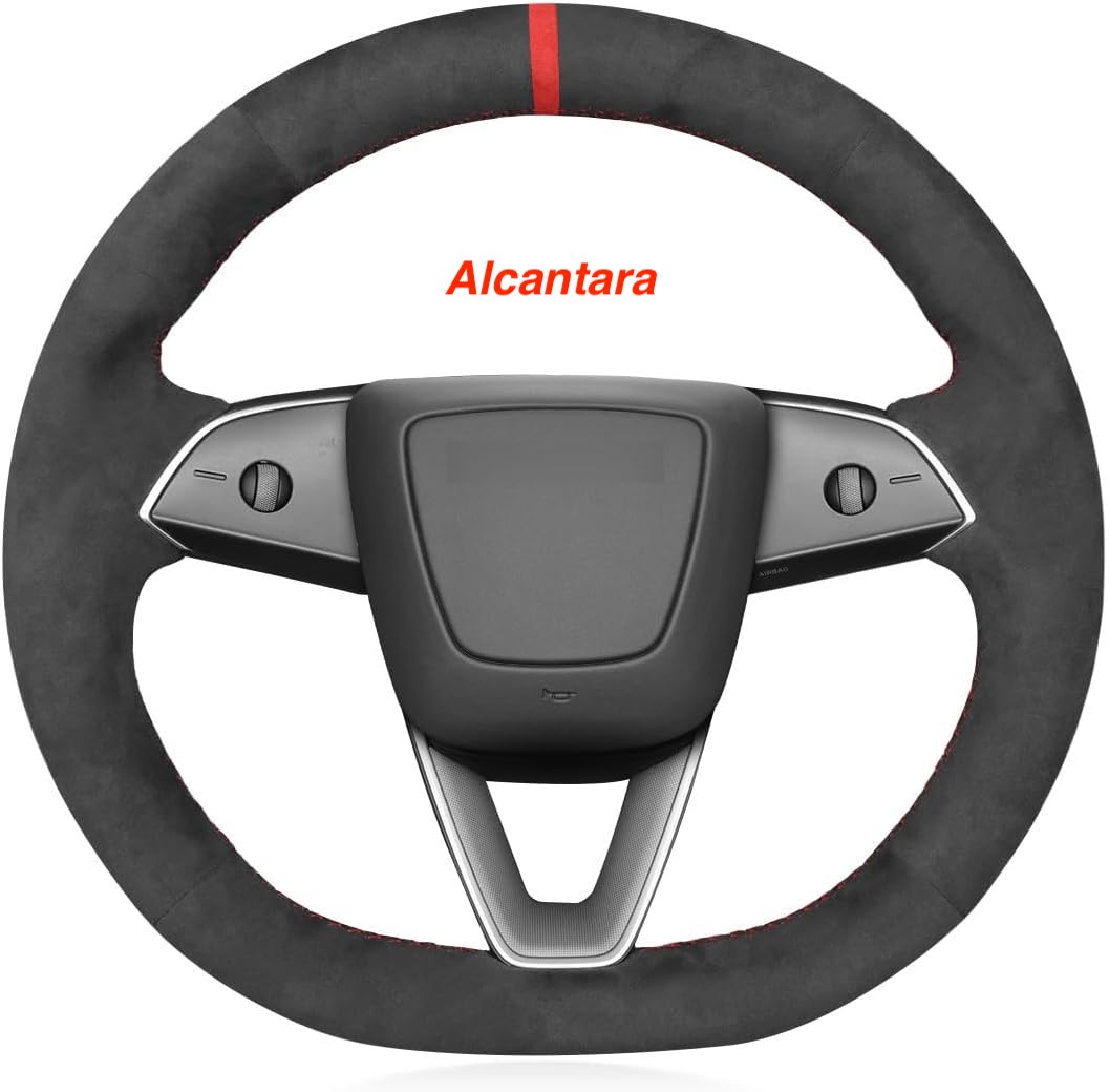 Loncky® Custom Hand Stitched Car OEM Leather Steering Wheel Cover for Tesla Model 3 Highland 2024 Interior Accessories