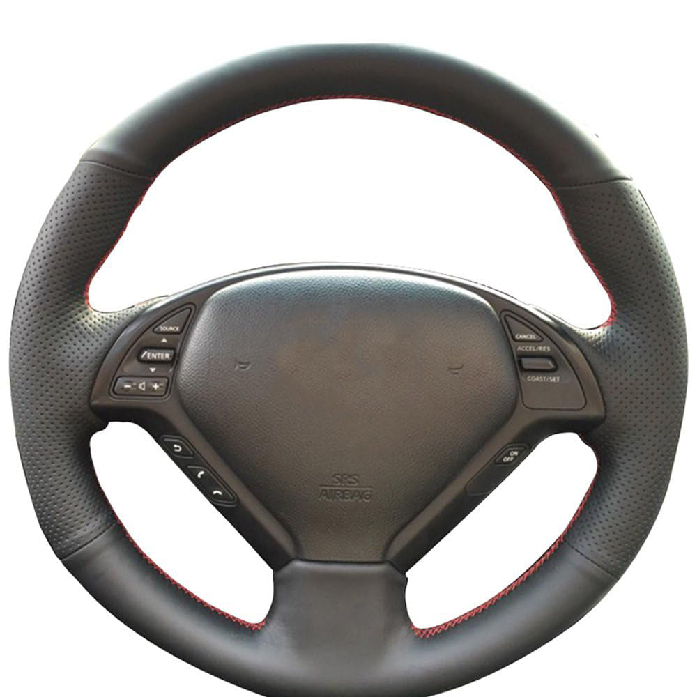 Loncky® Custom Hand Stitched OEM Leather Steering Wheel Cover for Infiniti G37/ Infiniti G35/ Infiniti EX35 /Infiniti EX25/ Infiniti EX37/ Infiniti Q60/ Infiniti QX50/Infiniti Q40/Infiniti IPL G Accessories