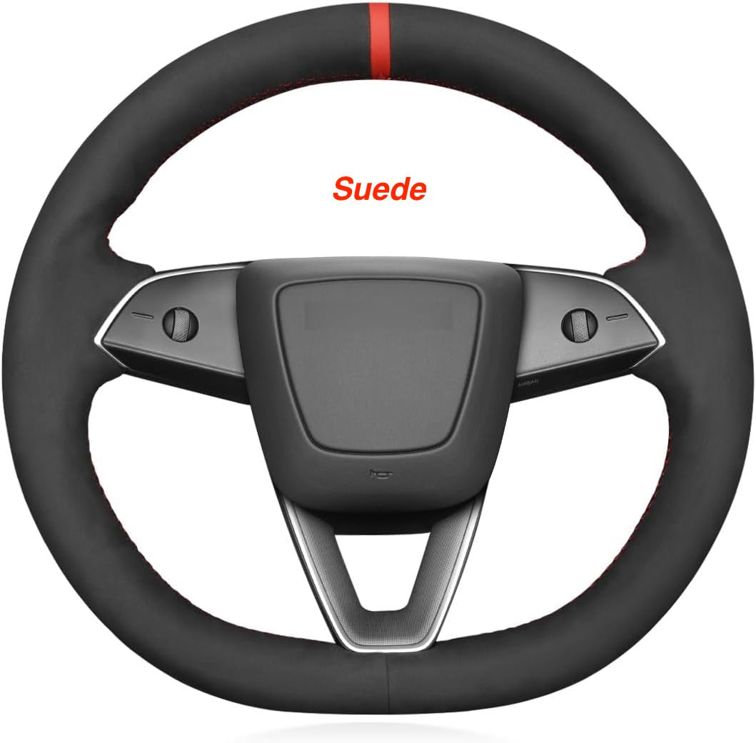 Loncky® Custom Hand Stitched Car OEM Leather Steering Wheel Cover for Tesla Model 3 Highland 2024 Interior Accessories