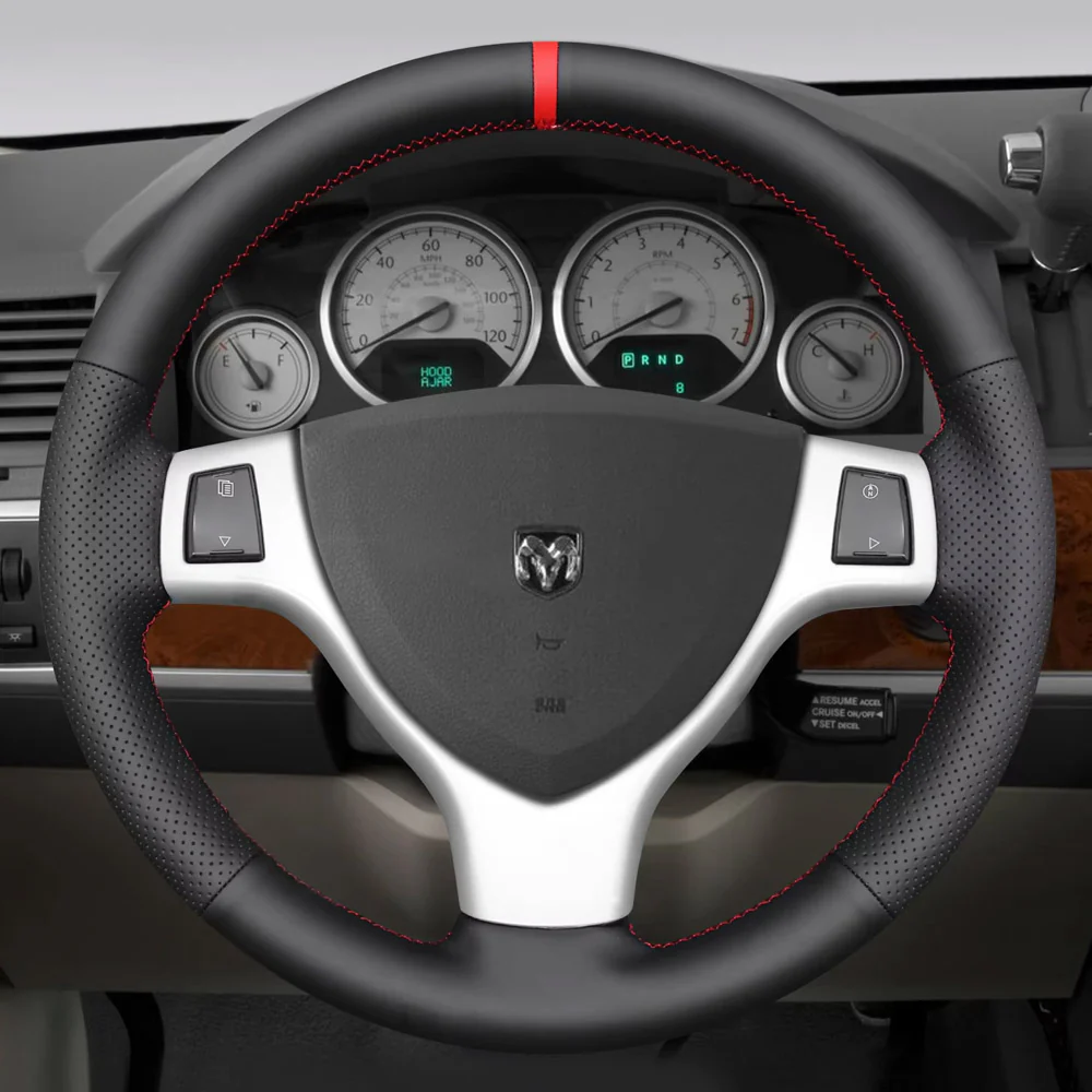 Loncky® Custom Hand Stitched Car OEM Leather Steering Wheel Cover for Dodge Grand Caravan 2008-2010 Interior Accessories