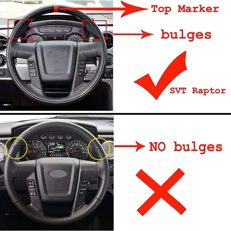 Loncky® Custom Hand Stitched Car OEM Leather Steering Wheel Cover for Ford F-150 F150 Raptor 2010-2015 Interior Accessories