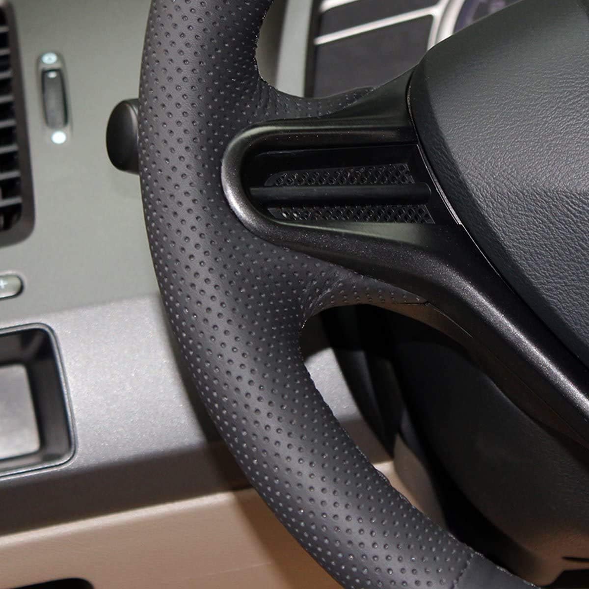 Loncky® Custom Hand Stitched OEM Leather Steering Wheel Cover for Honda Civic 2006 2007 2008 2009 2010 2011 Interior Accessories