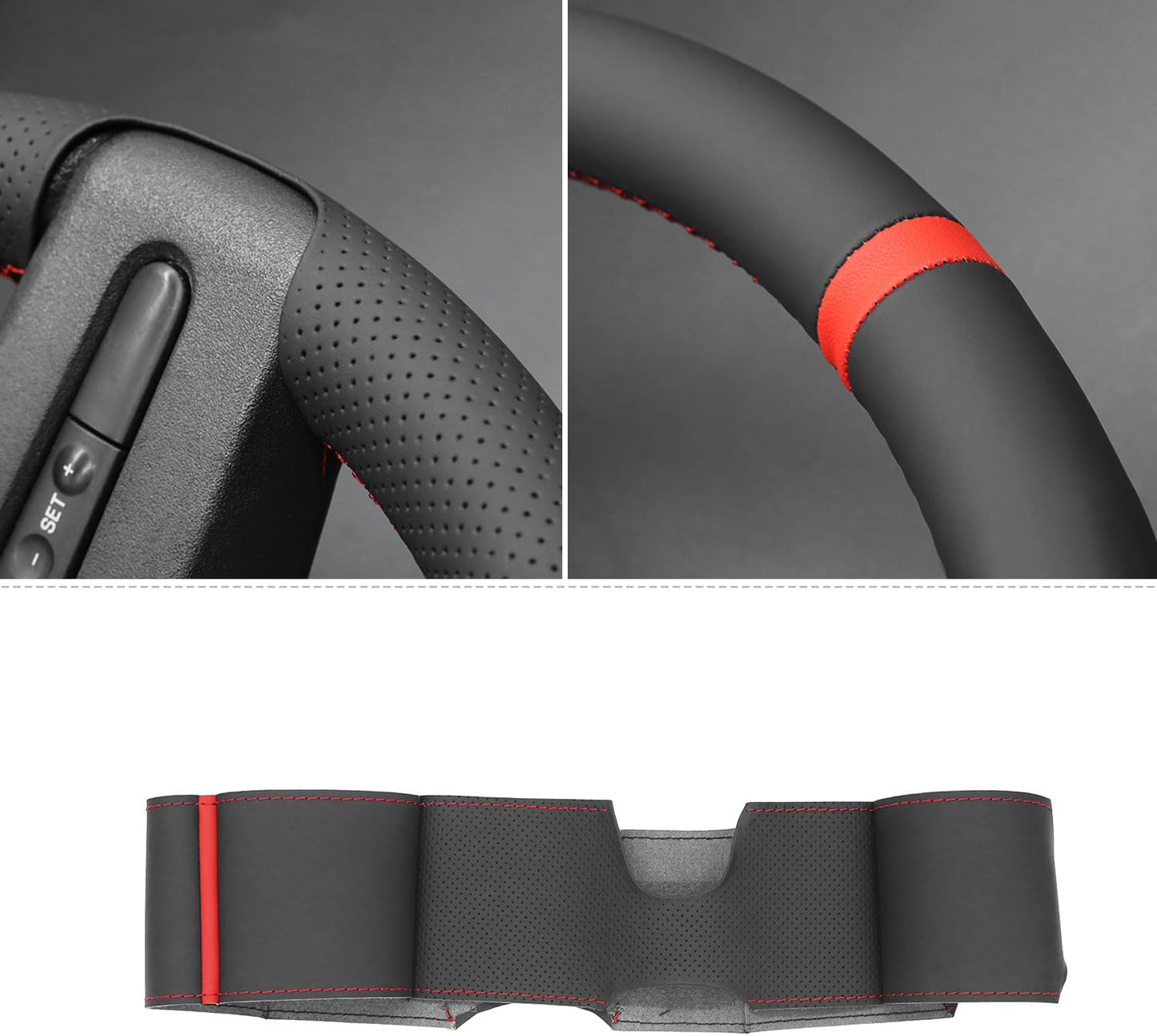 Loncky® Custom Hand Stitched Car OEM Leather Steering Wheel Cover for Ford Mustang GT 2005-2012 Interior Accessories