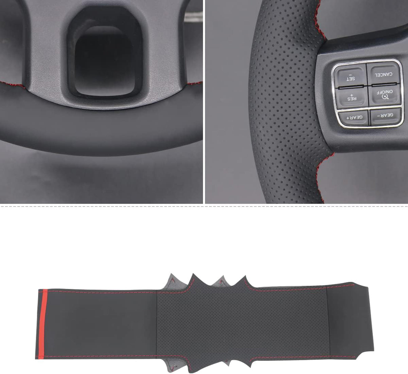 Loncky® Custom Hand Stitched Car OEM Leather Steering Wheel Cover for Dodge Ram 1500 Ram 3500 2012-2018 Interior Accessories