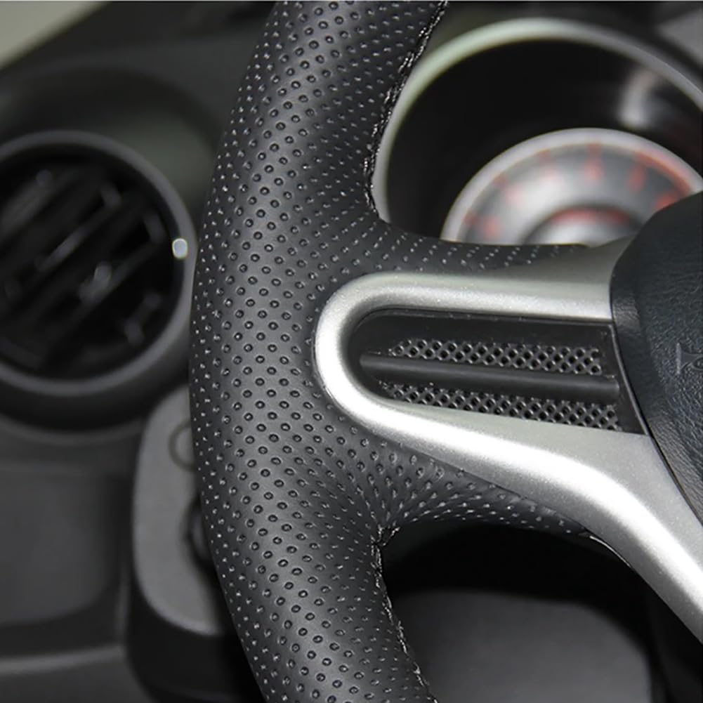 Loncky® Custom Hand Stitched Car OEM Leather Steering Wheel Cover for Honda Fit 2009 2010 2011 2012 2013 / Honda Insight 2010 2011 2012 2013 2014 Interior Accessories
