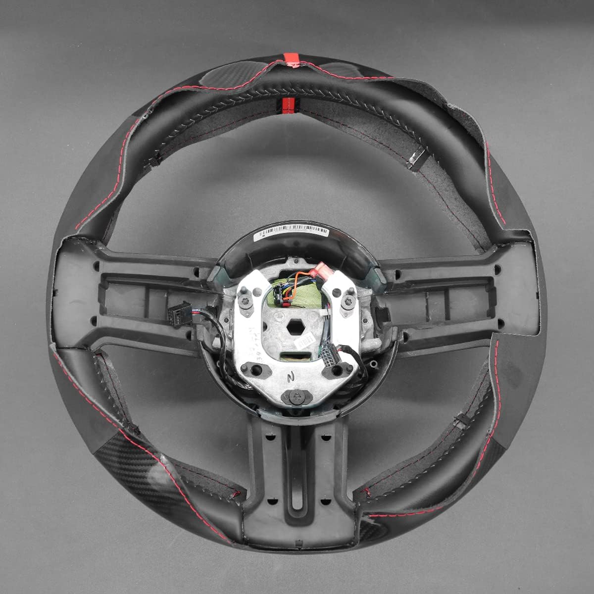 Loncky® Custom Hand Stitched Car OEM Leather Steering Wheel Cover for Ford Mustang 2010 2011 2012 2013 2014 Interior Accessories