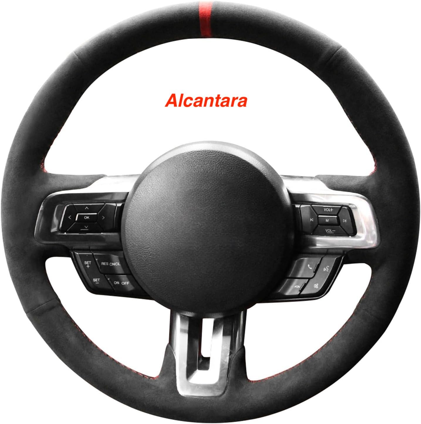 Loncky® Custom Hand Stitched Car OEM Leather Steering Wheel Cover for Ford Mustang 2015 2016 2017 2018 2019 2020 2021 2022 Interior Accessories