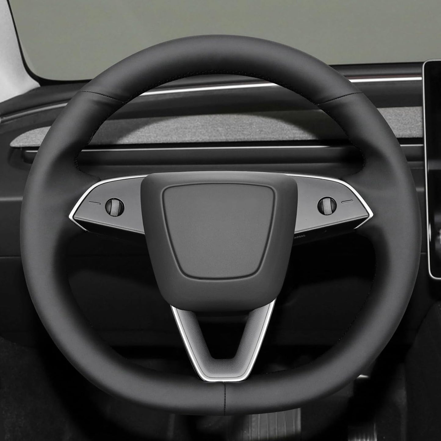 Loncky® Custom Hand Stitched Car OEM Leather Steering Wheel Cover for Tesla Model 3 Highland 2024 Interior Accessories