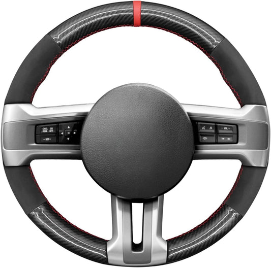 Loncky® Custom Hand Stitched Car OEM Leather Steering Wheel Cover for Ford Mustang S197 2009-2014 Interior Accessories