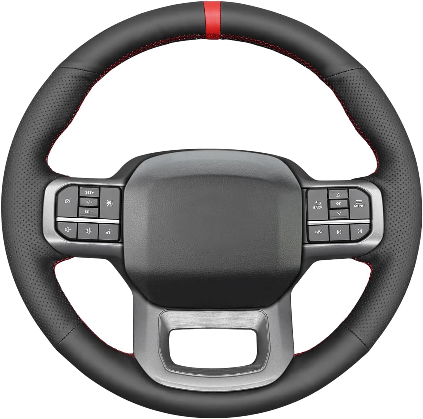 Loncky® Custom Hand Stitched OEM Leather Steering Wheel Cover for Ford F-150 2021-2024 /Ford F-250 F-350 F-450 F-55- F600 2023 2024 /Ford Expedition 2022-2024 Accessories Custom OEM Parts