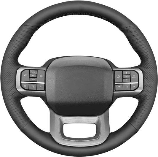 Loncky® Custom Hand Stitched OEM Leather Steering Wheel Cover for Ford F-150 2021-2024 /Ford F-250 F-350 F-450 F-55- F600 2023 2024 /Ford Expedition 2022-2024 Accessories Custom OEM Parts