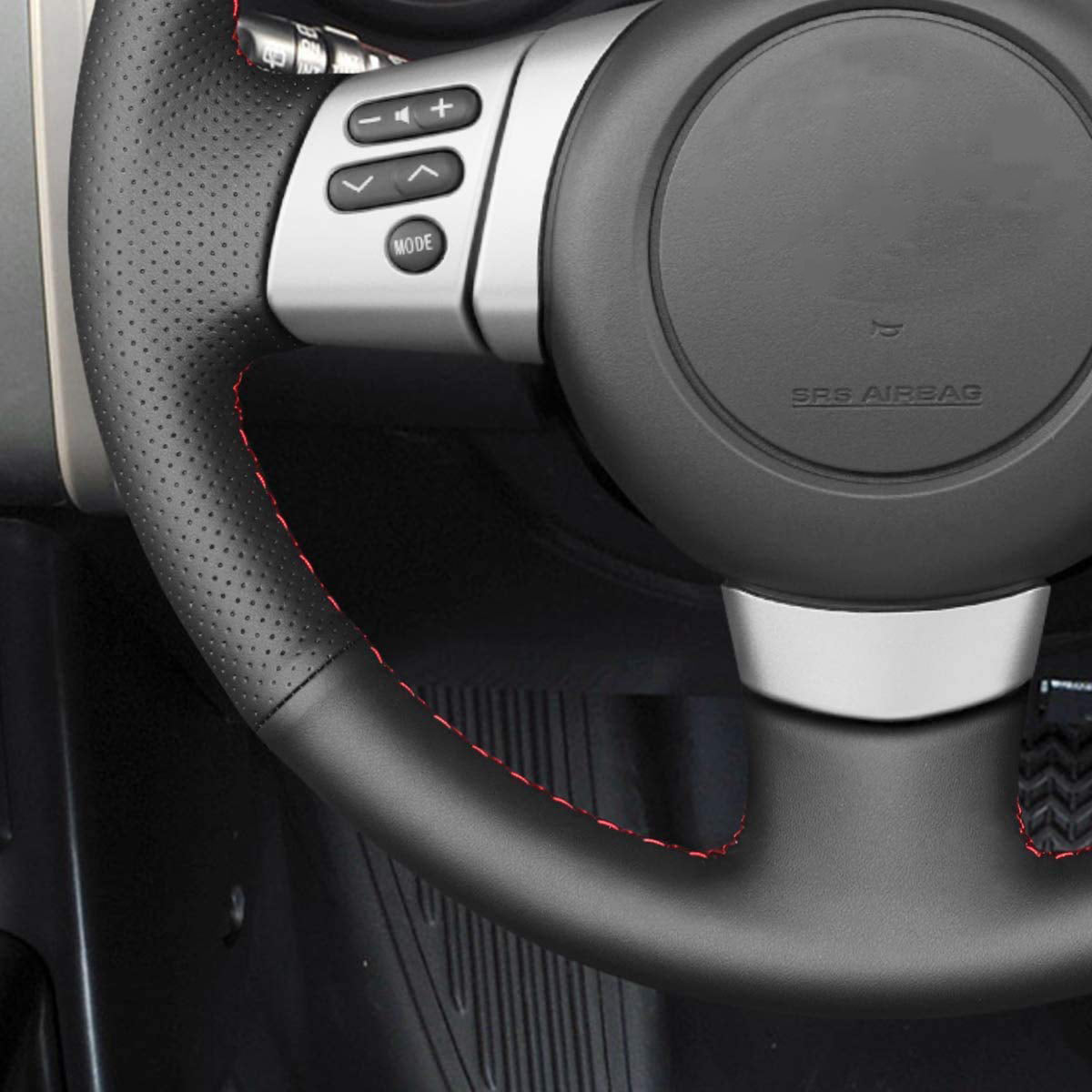 Loncky® Custom Hand Stitched OEM Leather Steering Wheel Cover for Toyota FJ Cruiser 2007 2008 2009 2010 2011 2012 2013 2014 OEM Interior Parts Accessories