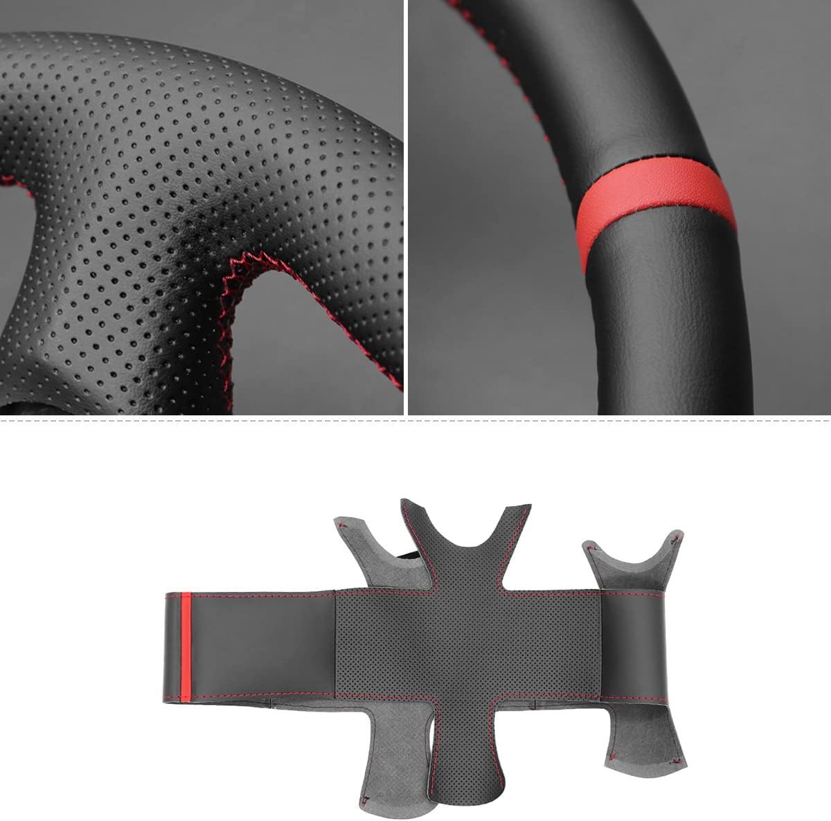 Loncky® Custom Hand Stitched Car OEM Leather Steering Wheel Cover for Alfa Romeo 147 156 2000-2010 Crosswagon 2004 2005 Interior Accessories