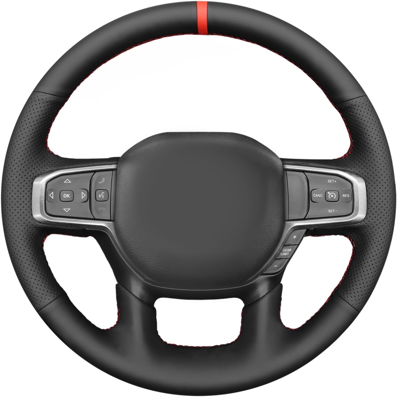 Loncky® Custom Hand Stitched Car OEM Leather Steering Wheel Cover for Dodge Ram 1500 2500 3500 4500 5500 2019-2025 Interior Accessories