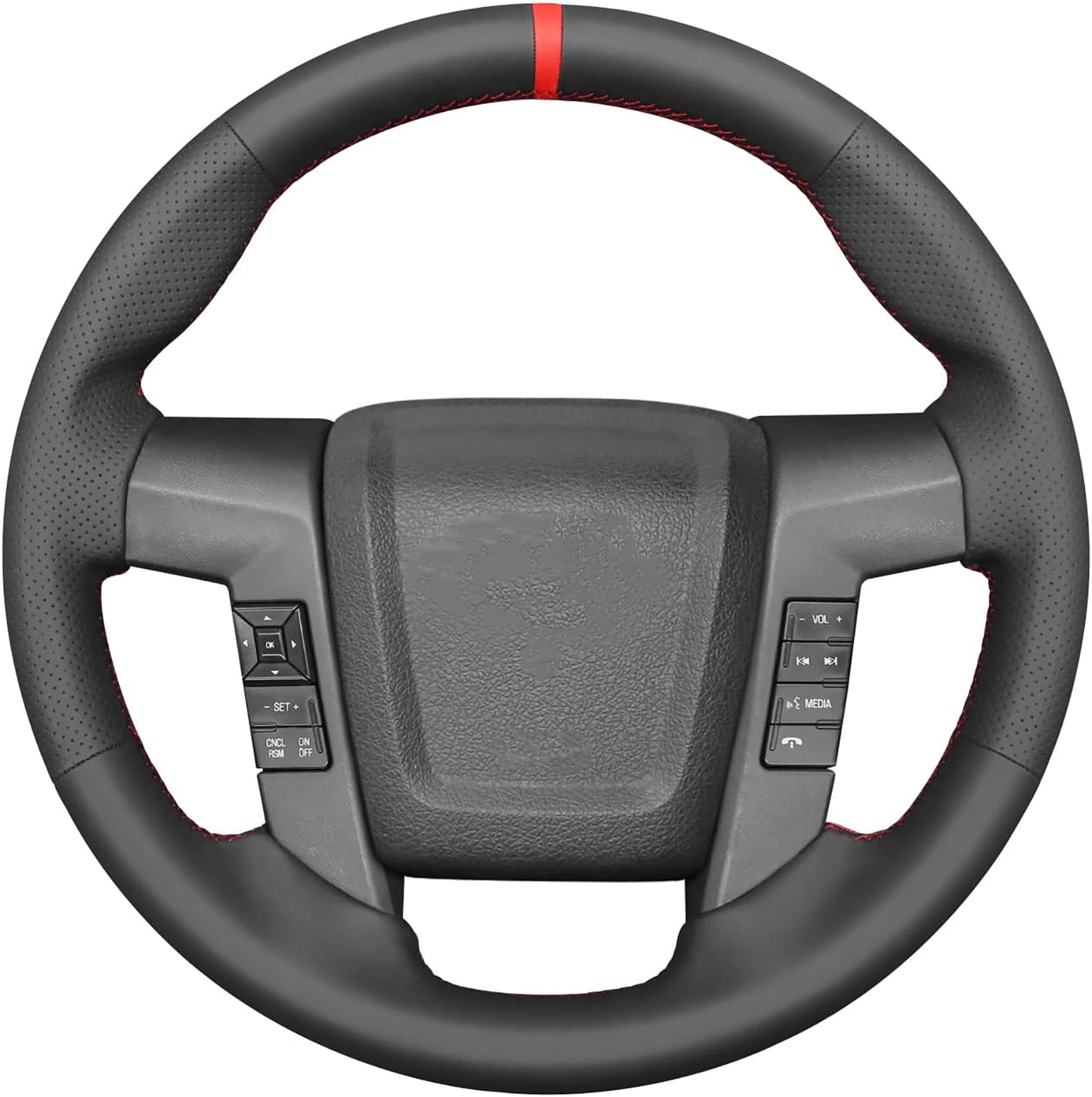 Loncky® Custom Hand Stitched Car OEM Leather Steering Wheel Cover for Ford F-150 F150 SVT Raptor 2010 2011 2012 2013 2014 Interior Accessories