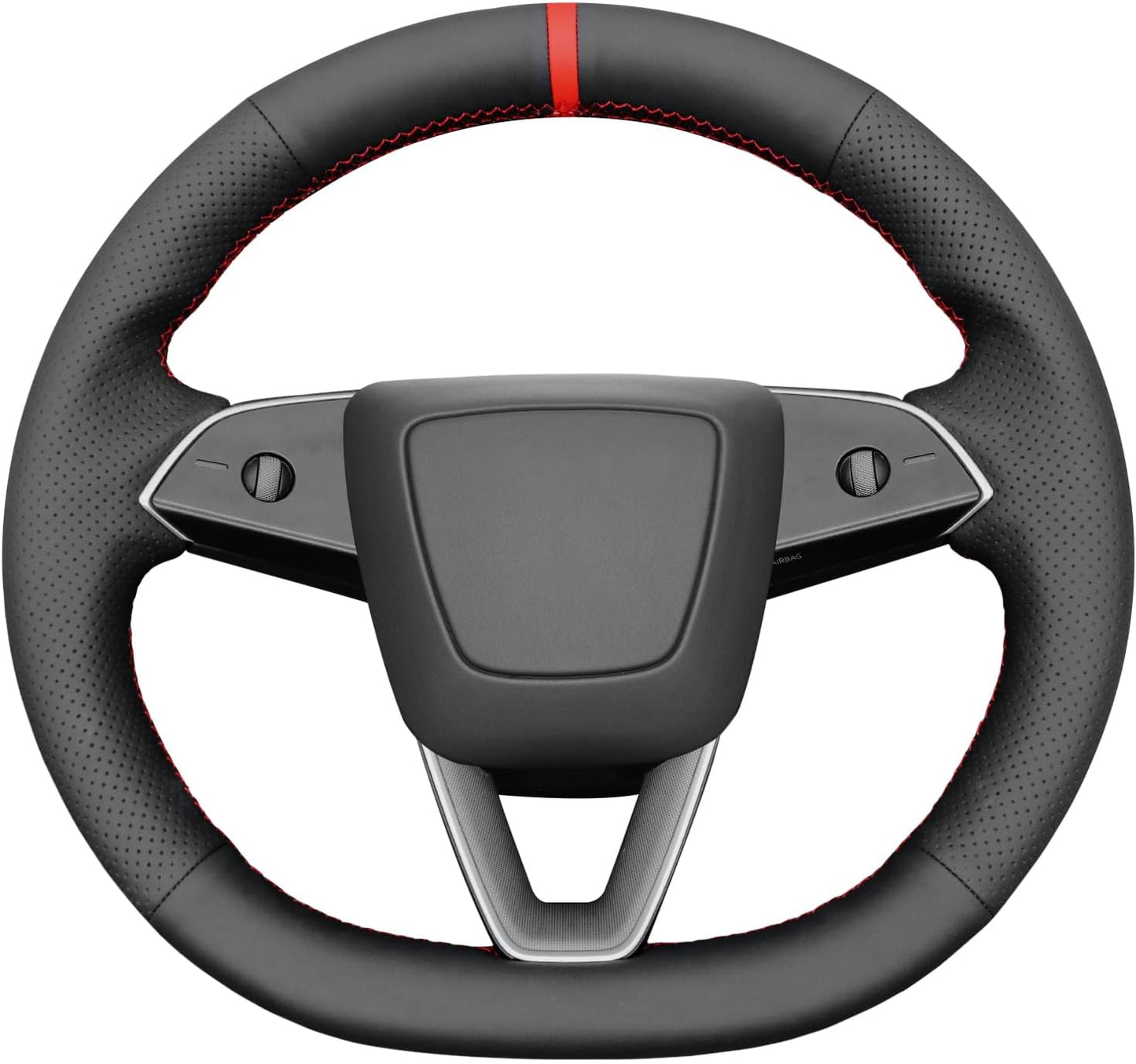 Loncky® Custom Hand Stitched Car OEM Leather Steering Wheel Cover for Tesla Model 3 Highland 2024 Interior Accessories