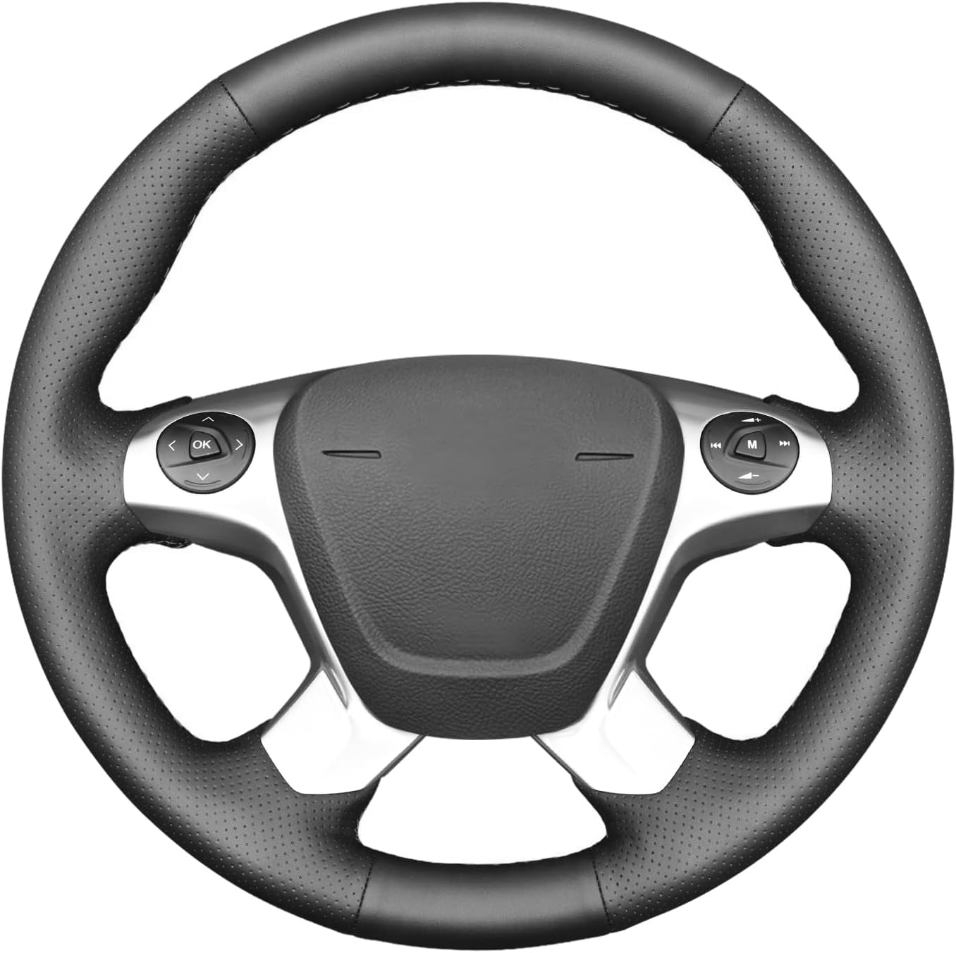 Loncky® Custom Hand Stitched Car OEM Leather Steering Wheel Cover for Ford Edge Explorer Flex Taurus Interceptor 2011-2019 Interior Accessories