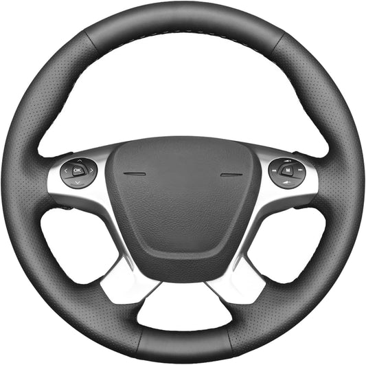 Loncky® Custom Hand Stitched Car OEM Leather Steering Wheel Cover for Ford Edge Explorer Flex Taurus Interceptor 2011-2019 Interior Accessories