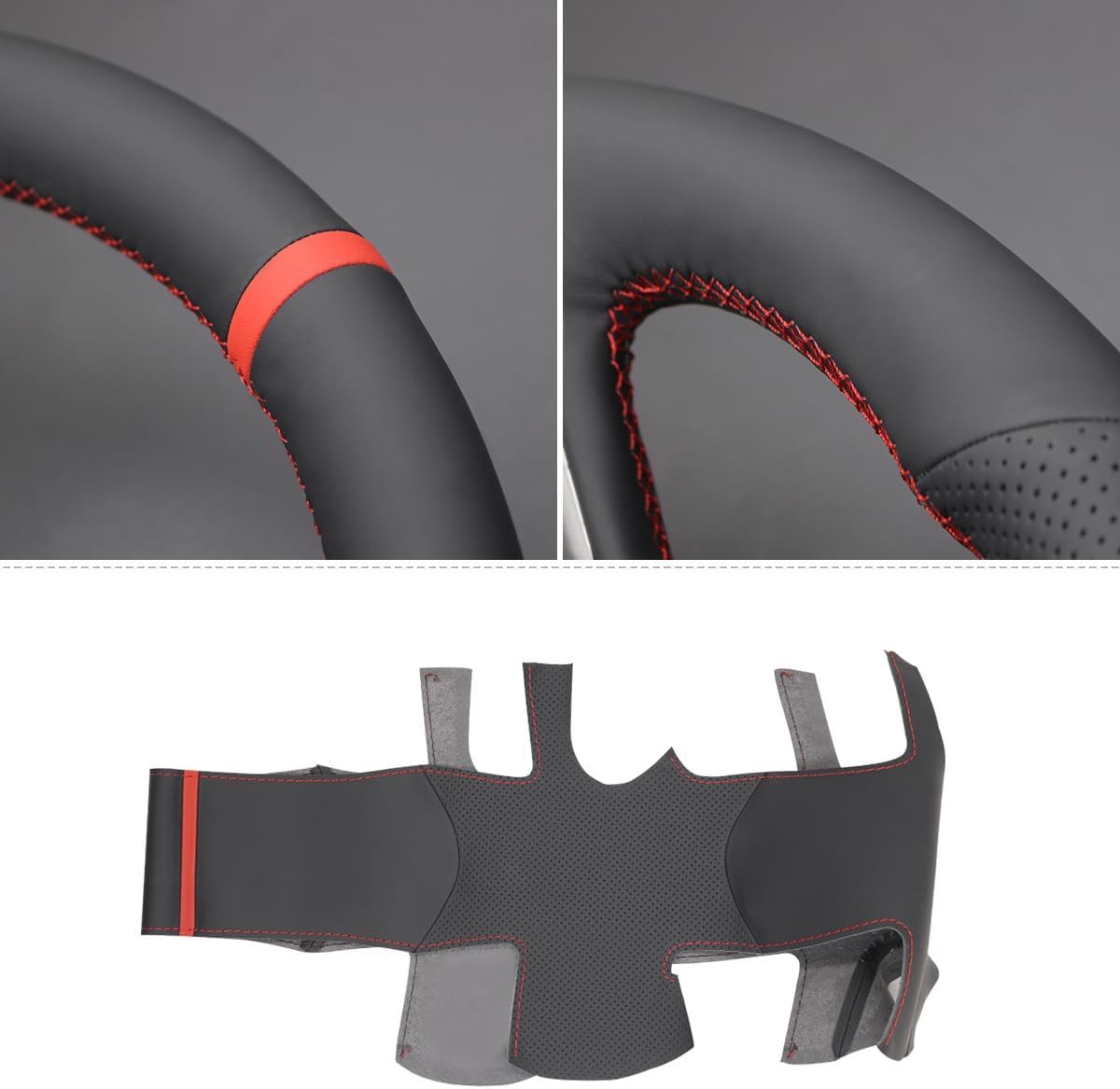 Loncky® Custom Hand Stitched Car OEM Leather Steering Wheel Cover for Dodge Dart 2013 2014 2015 2016 Interior Accessories