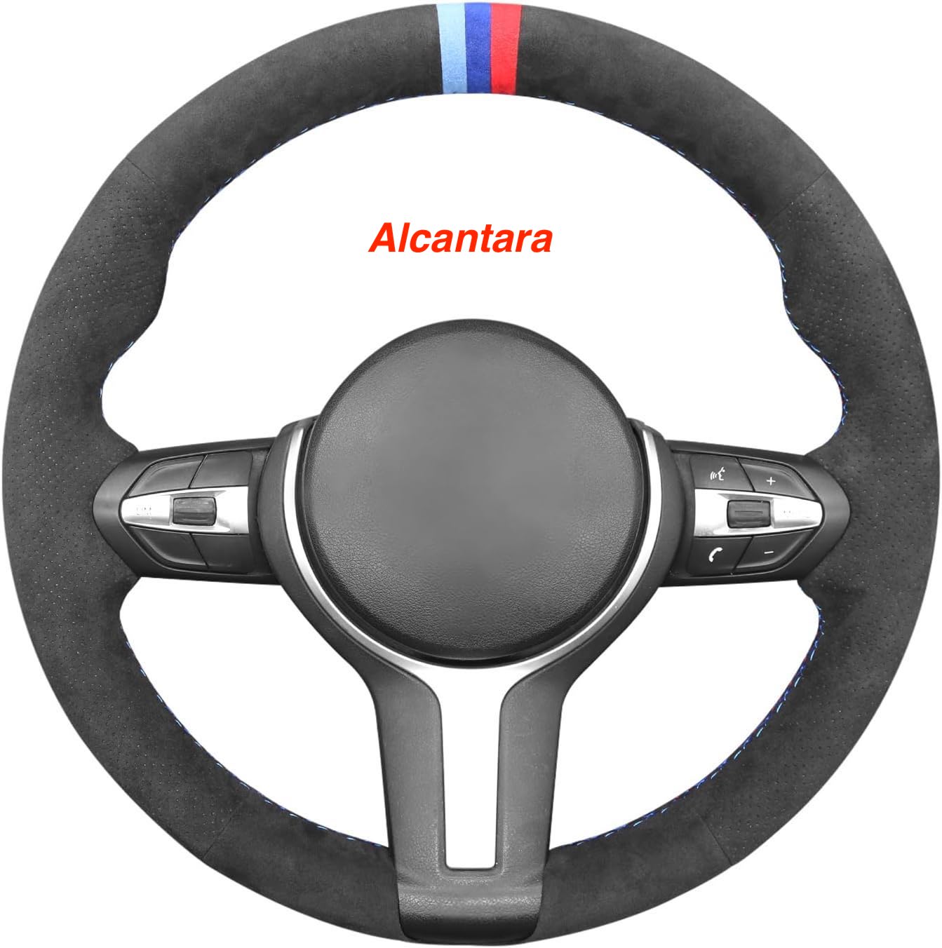 Loncky® Custom Hand Stitched OEM Leather Steering Wheel Cover for BMW F87 M2 F80 M3 F82 M4 M5 F12 F13 M6 2013-2017 F85 X5 M F86 X6 M F33 2013-2017 F30 M Sport 2013-2017 Interior Accessories