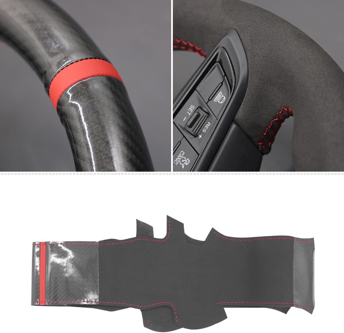 Loncky® Custom Hand Stitched Car OEM Leather Steering Wheel Cover for Alfa Romeo Giulia Quadrifoglio 2020-2022 / Stelvio Quadrifoglio 2020-2022 Interior Accessories