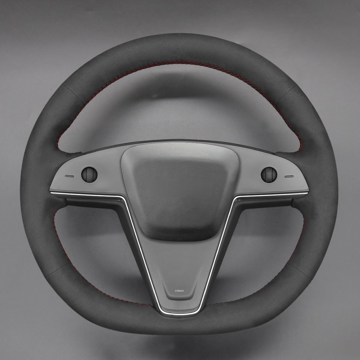 Loncky® Custom Hand Stitched Car OEM Leather Steering Wheel Cover for Tesla Model S Model X 2021-2023 Interior Accessories