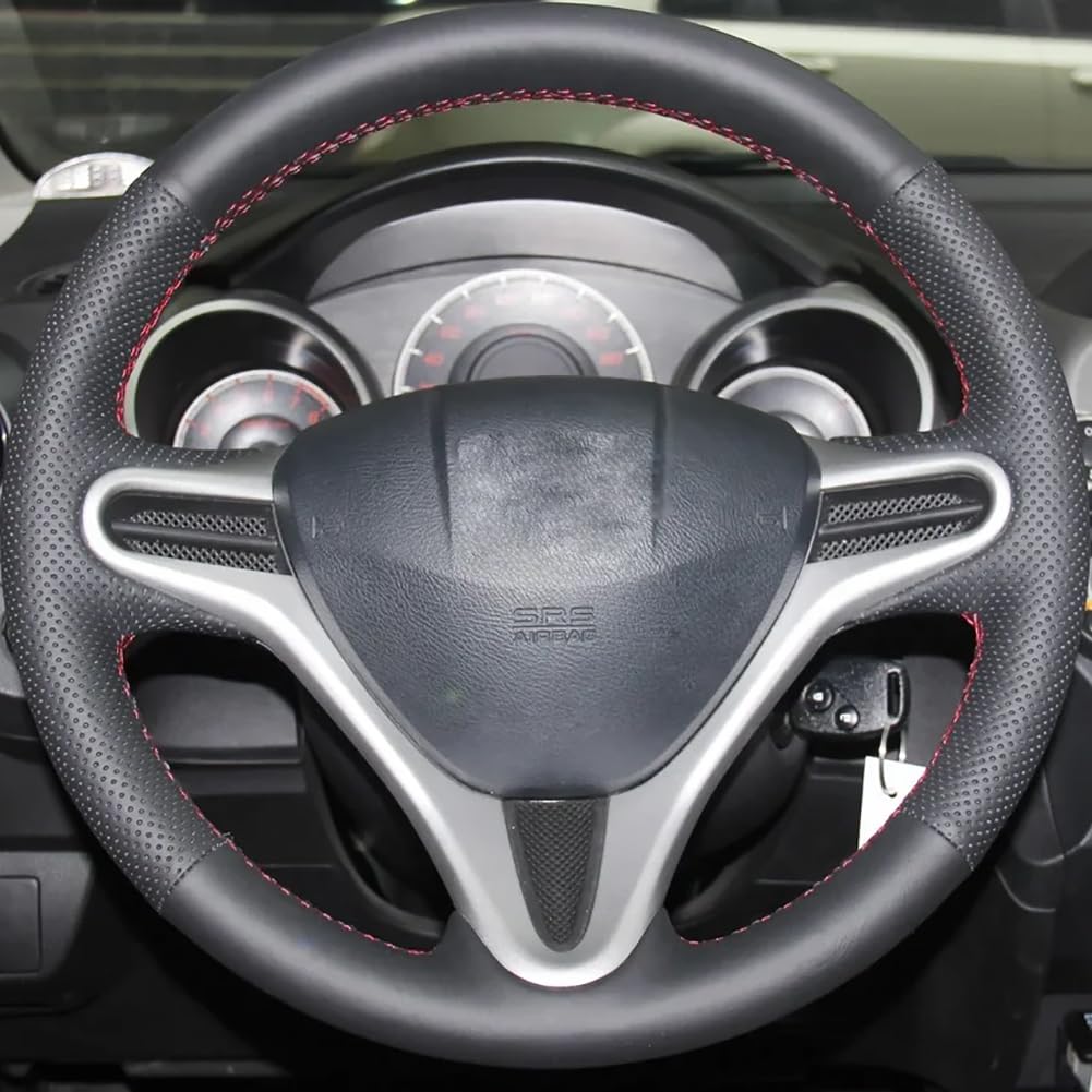 Loncky® Custom Hand Stitched Car OEM Leather Steering Wheel Cover for Honda Fit 2009 2010 2011 2012 2013 / Honda Insight 2010 2011 2012 2013 2014 Interior Accessories