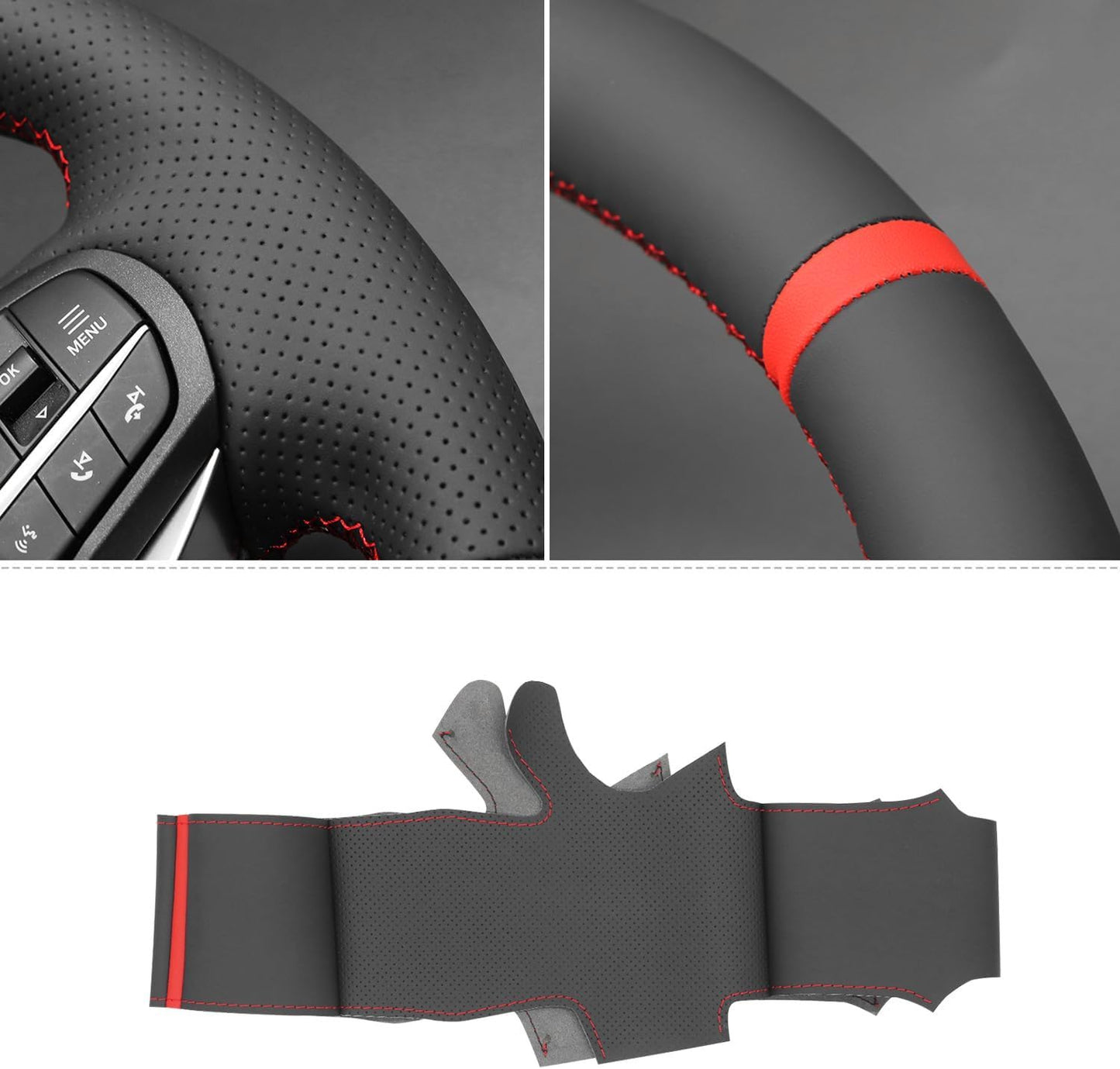 Loncky® Custom Hand Stitched Car OEM Leather Steering Wheel Cover for Ford Explorer 2020-2024 Interior Accessories