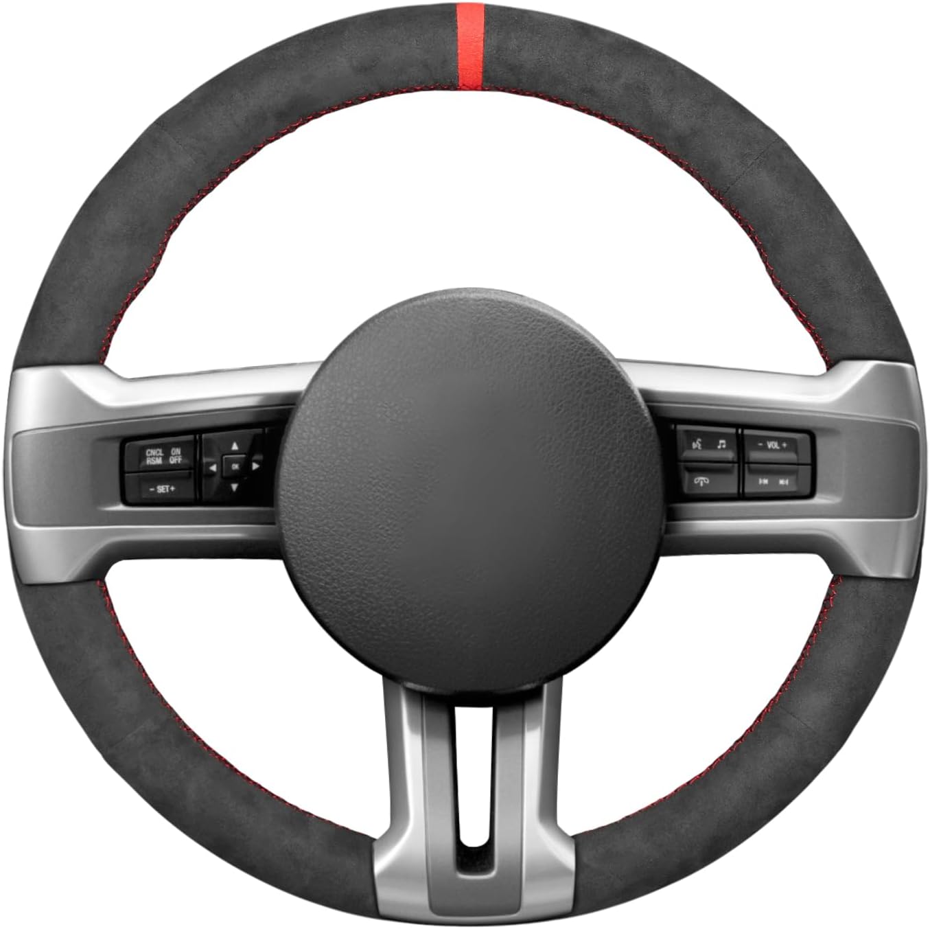 Loncky® Custom Hand Stitched Car OEM Leather Steering Wheel Cover for Ford Mustang 2010 2011 2012 2013 2014 Interior Accessories