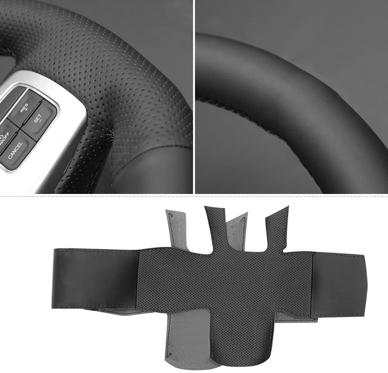 Loncky® Custom Hand Stitched Car OEM Leather Steering Wheel Cover for Dodge Challenger Charger SRT 2012-2014 Interior Accessories