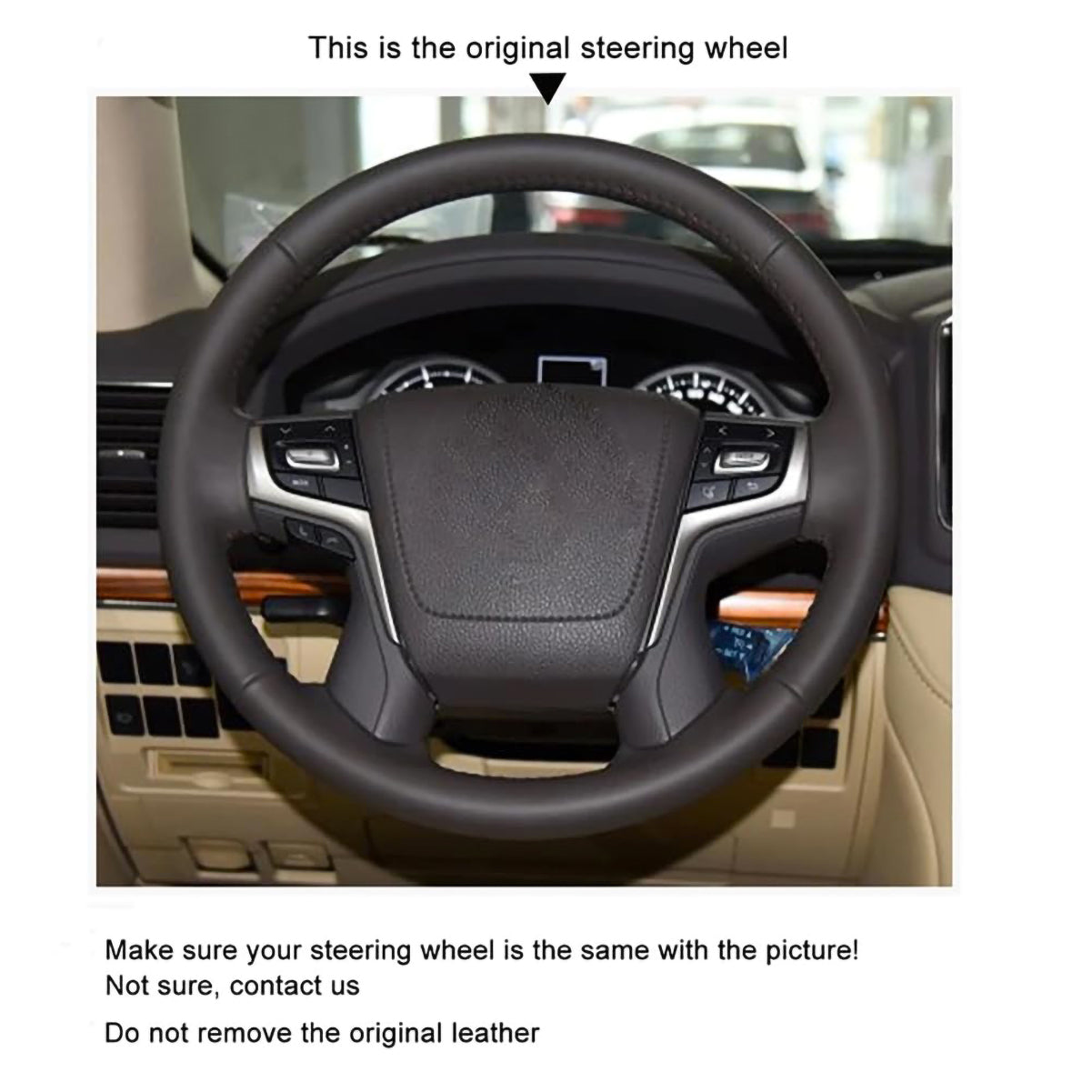 Loncky® Custom Hand Stitched Car OEM Leather Steering Wheel Cover for Toyota Land Cruiser V8 2016 2017 2018 2019 2020 2021 Toyota Land Cruiser Prado 2018 Accessories