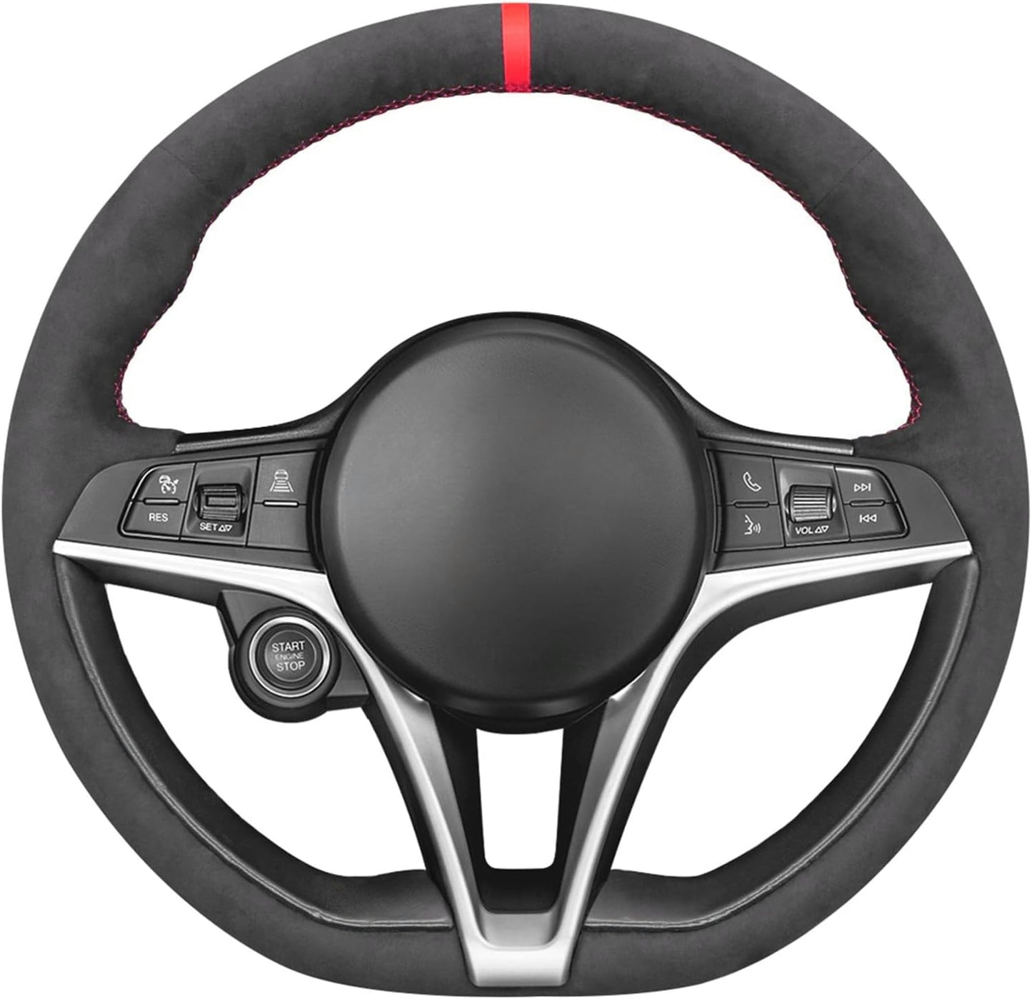 Loncky® Custom Hand Stitched Car OEM Leather Steering Wheel Cover for Alfa Romeo Giulia 2017-2019 / Stelvio 2018-2020 Interior Accessories