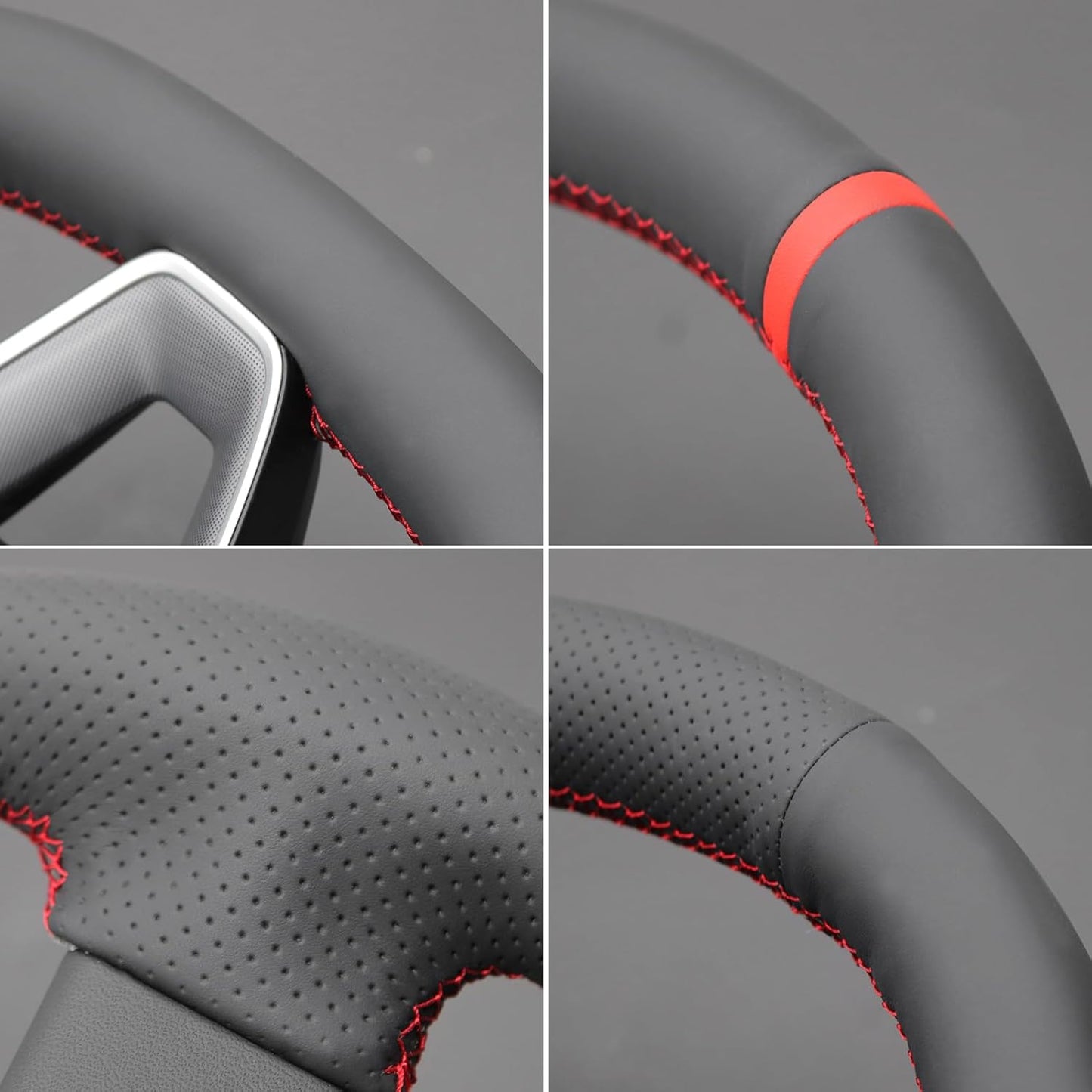 Loncky® Custom Hand Stitched Car OEM Leather Steering Wheel Cover for Tesla Model 3 Highland 2024 Interior Accessories