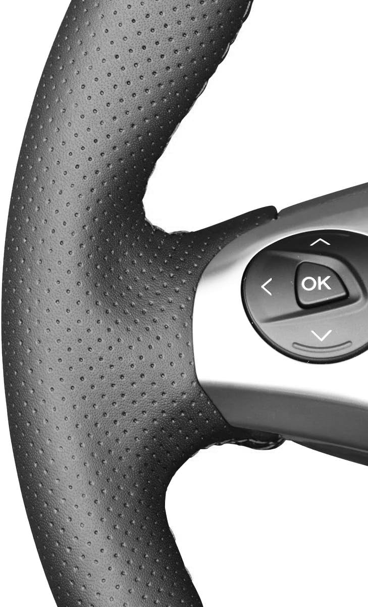 Loncky® Custom Hand Stitched Car OEM Leather Steering Wheel Cover for Ford Edge Explorer Flex Taurus Interceptor 2011-2019 Interior Accessories