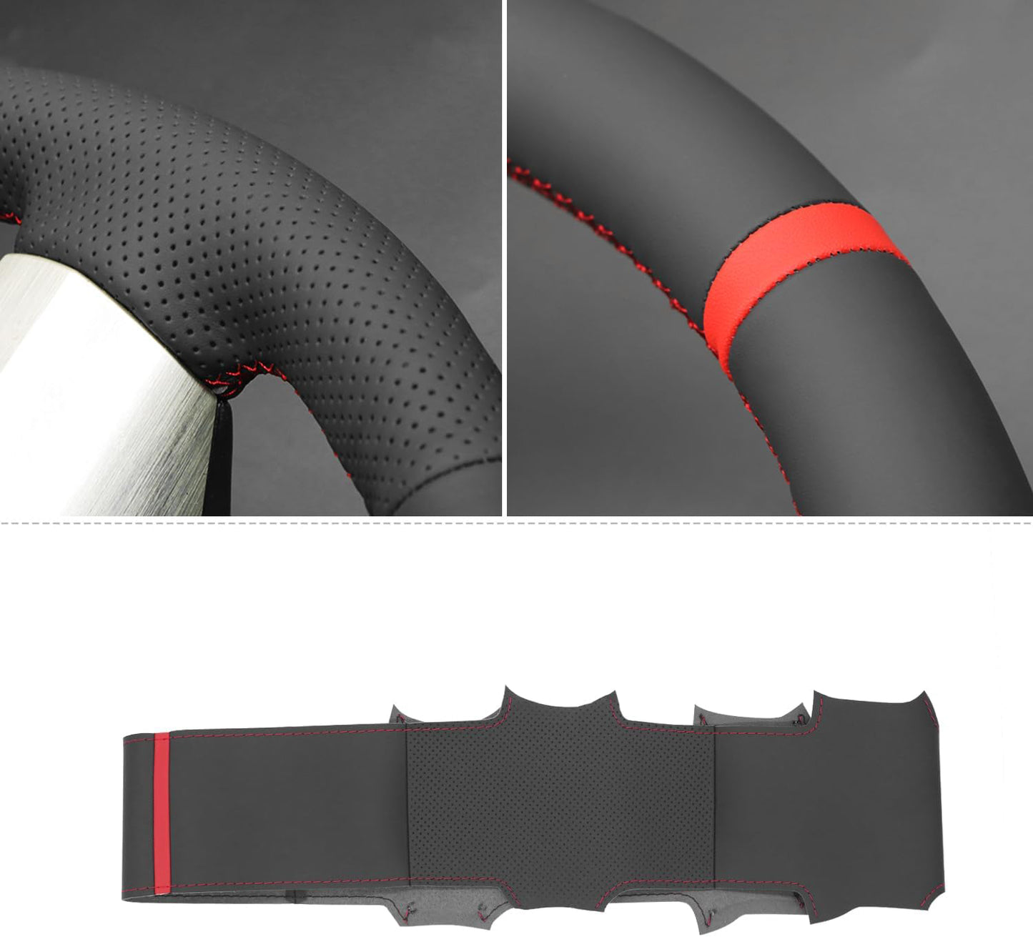 Loncky® Custom Hand Stitched Car OEM Leather Steering Wheel Cover for Ford F-150 2009-2014 Interior Accessories