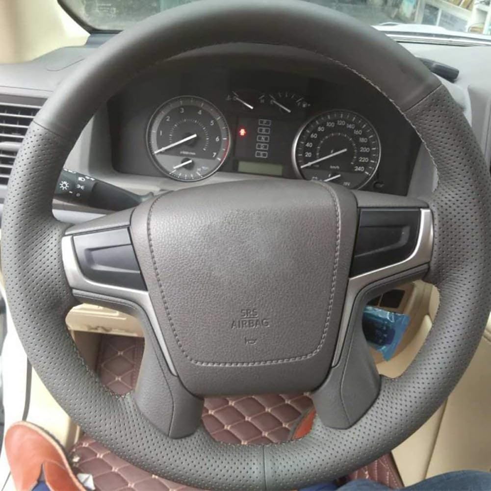 Loncky® Custom Hand Stitched Car OEM Leather Steering Wheel Cover for Toyota Land Cruiser V8 2016 2017 2018 2019 2020 2021 Toyota Land Cruiser Prado 2018 Accessories