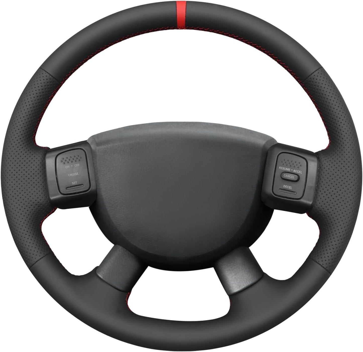 Loncky® Custom Hand Stitched Car OEM Leather Steering Wheel Cover for Dodge Ram 1500 2500 3500 2004 2005 2006 2007 2008 Interior Accessories