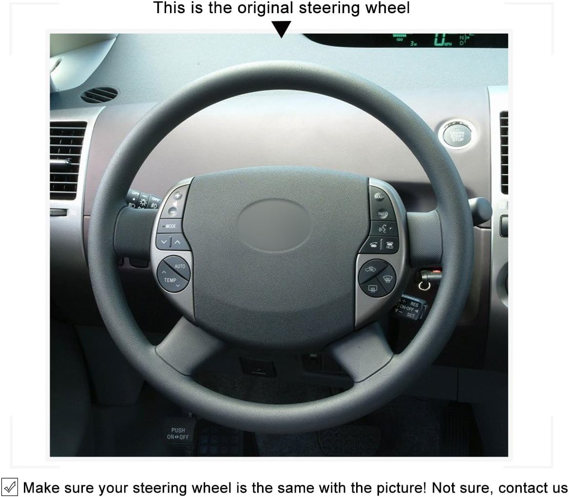 Loncky® Custom Hand Stitched OEM Leather Steering Wheel Cover for Toyota Prius 2004 2005 2006 2007 2008 2009 Interior Accessories