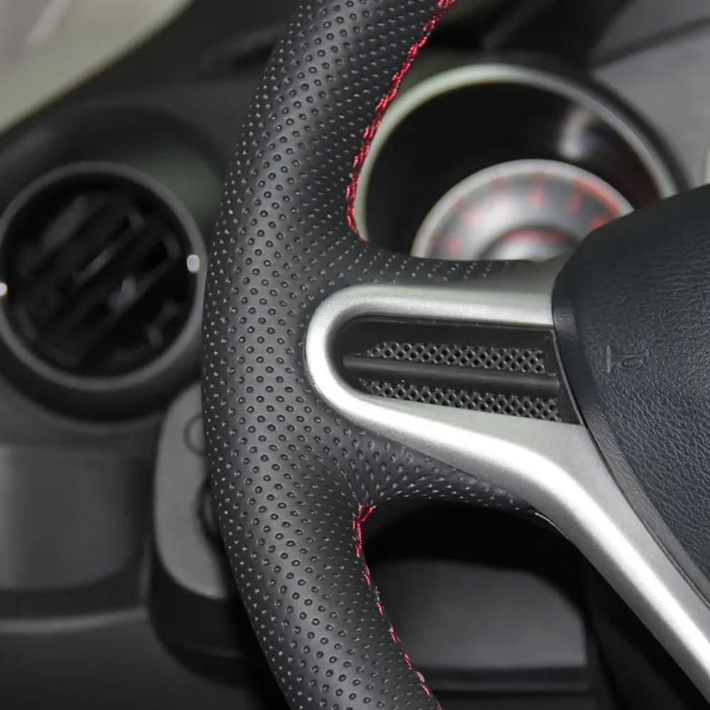 Loncky® Custom Hand Stitched Car OEM Leather Steering Wheel Cover for Honda Fit 2009 2010 2011 2012 2013 / Honda Insight 2010 2011 2012 2013 2014 Interior Accessories