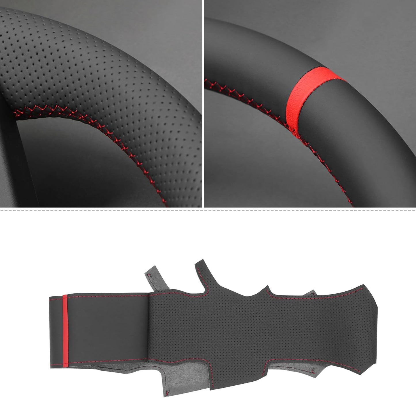 Loncky® Custom Hand Stitched Car OEM Leather Steering Wheel Cover for Toyota Land Cruiser 300 GR Sport 2022 2023 2024 Interior Accessories