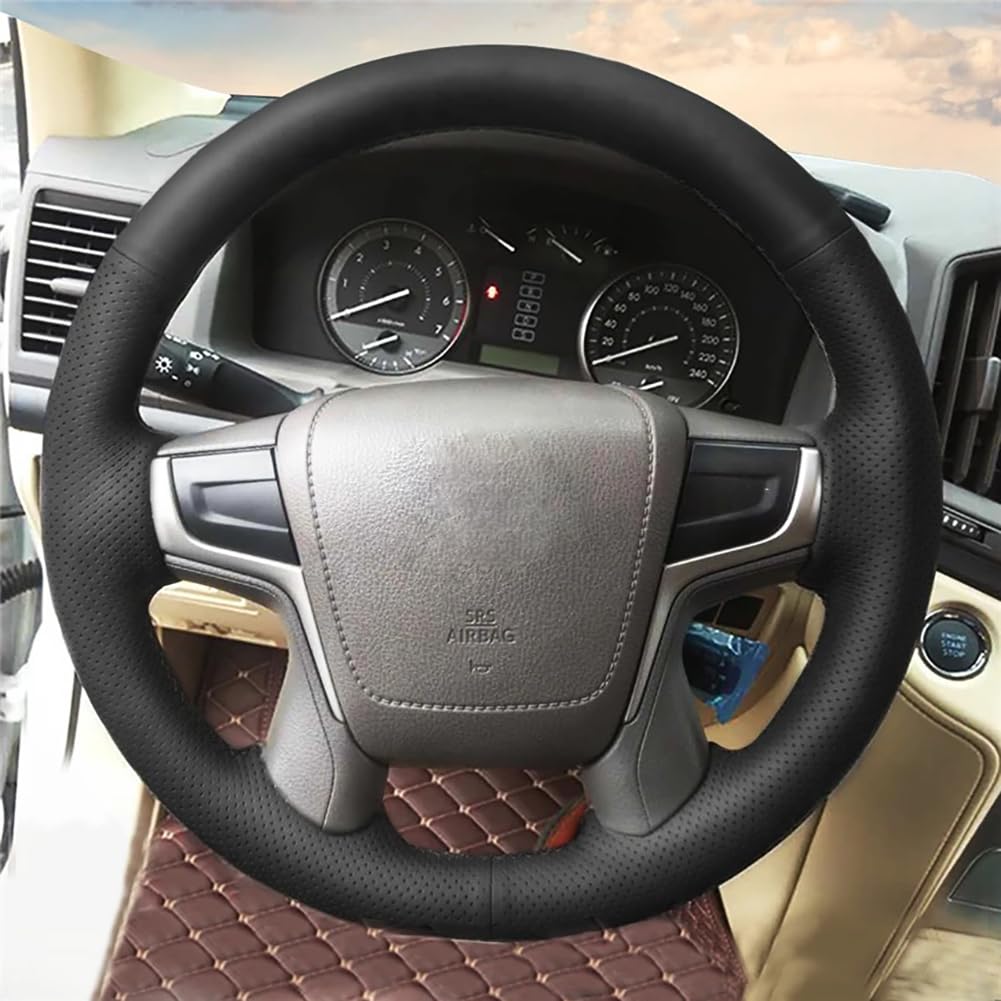 Loncky® Custom Hand Stitched Car OEM Leather Steering Wheel Cover for Toyota Land Cruiser V8 2016 2017 2018 2019 2020 2021 Toyota Land Cruiser Prado 2018 Accessories