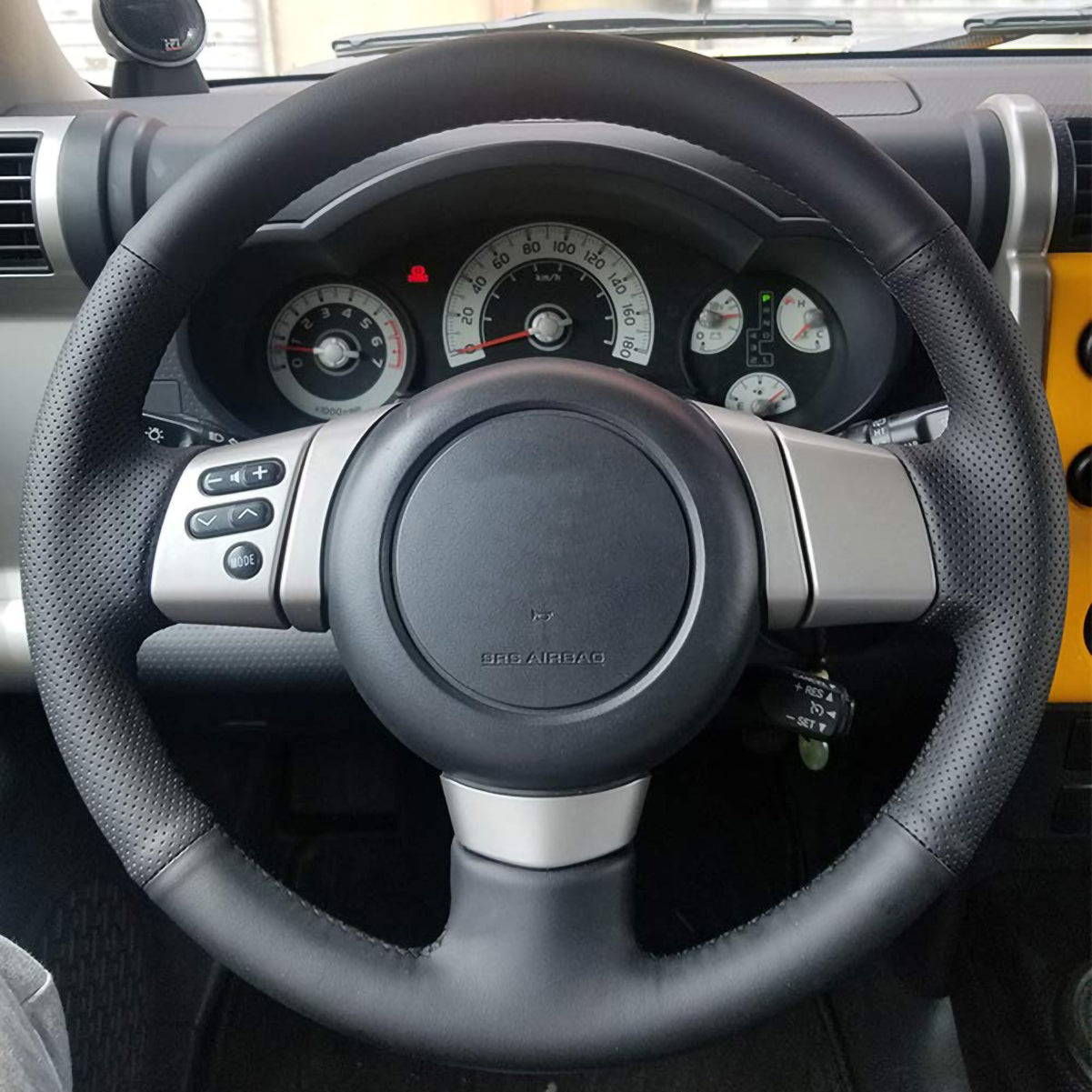 Loncky® Custom Hand Stitched OEM Leather Steering Wheel Cover for Toyota FJ Cruiser 2007 2008 2009 2010 2011 2012 2013 2014 OEM Interior Parts Accessories